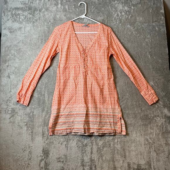 Athleta Del Sol Tunic Womens Sz S Pale Peach Cover Up Long Sleeve Lightweight - Picture 1 of 5